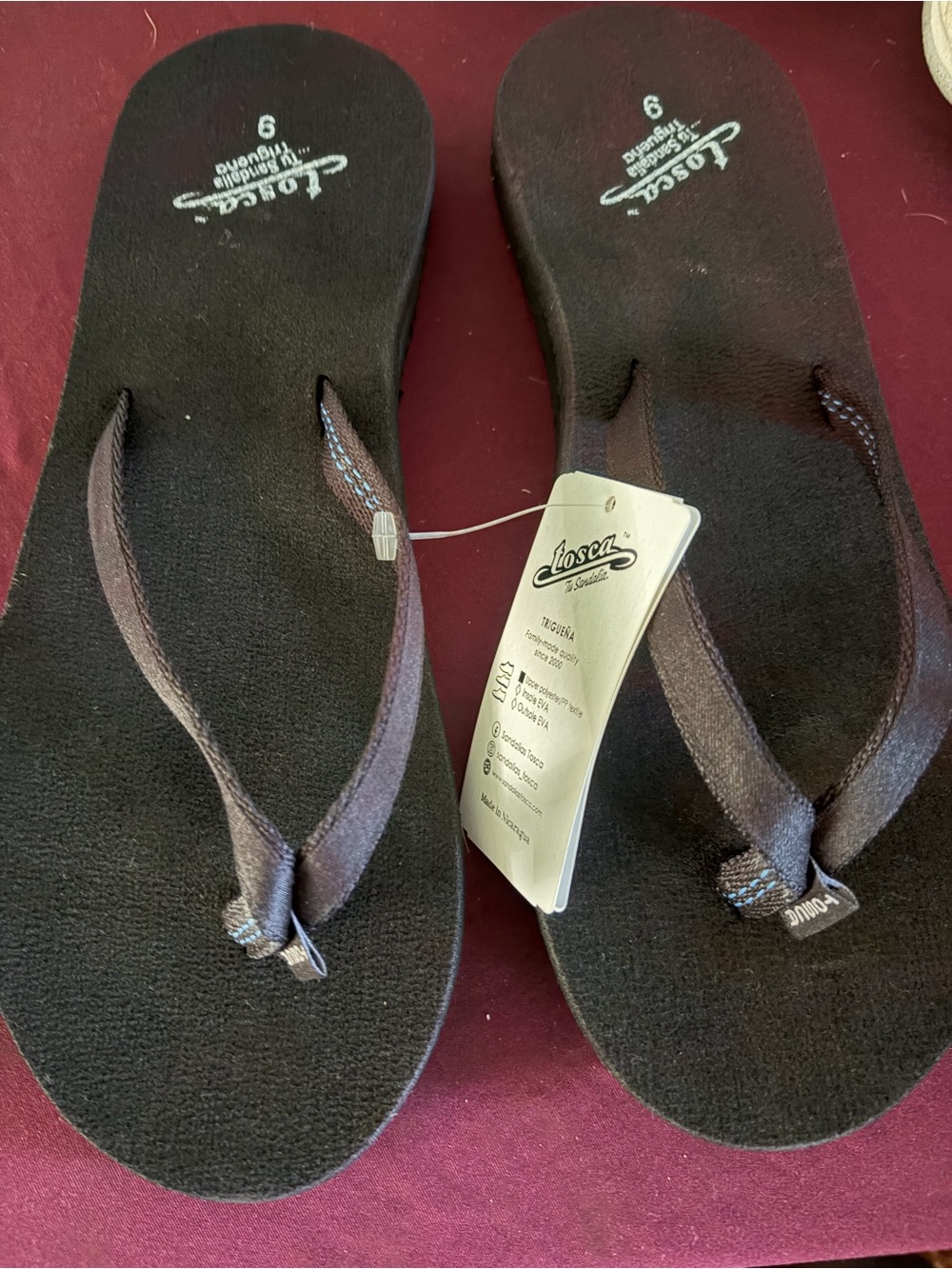 BRAND NEW Tosca size 9 Women's Black Suede Flip Flop Sandals